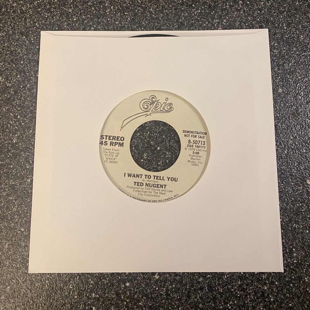 Ted Nugent "I want to tell you" 45 RPM 1979 from the album State of Shock - Picture 4 of 4